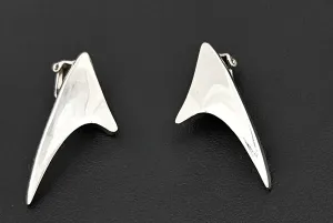 Denmark Designer Bent Knudsen Bent K Sterling Modernist Earrings Circa 1960's