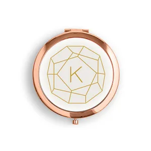 Designer Compact Mirror - Gem Stone Print Rose Gold Royal Blue