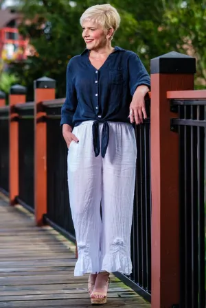 Desiree Rosette Ankle Linen Pant (PL158)