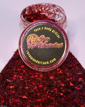 Devil Red Holographic Body and Face Festival Glitter