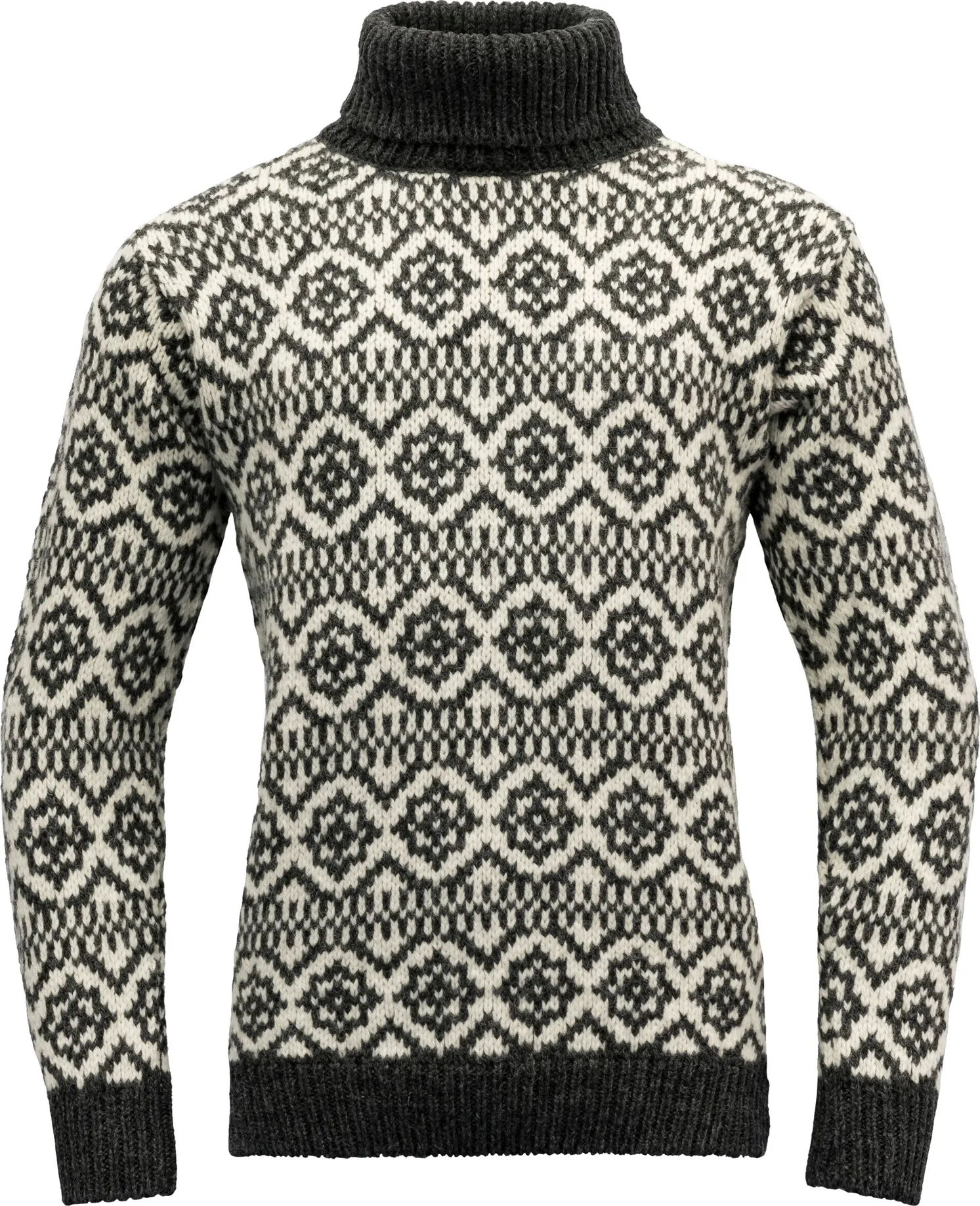 Devold Unisex Hoddevik Wool High Neck Anthracite/Off White | Buy Devold Unisex Hoddevik Wool High Neck Anthracite/Off White here | Outnorth