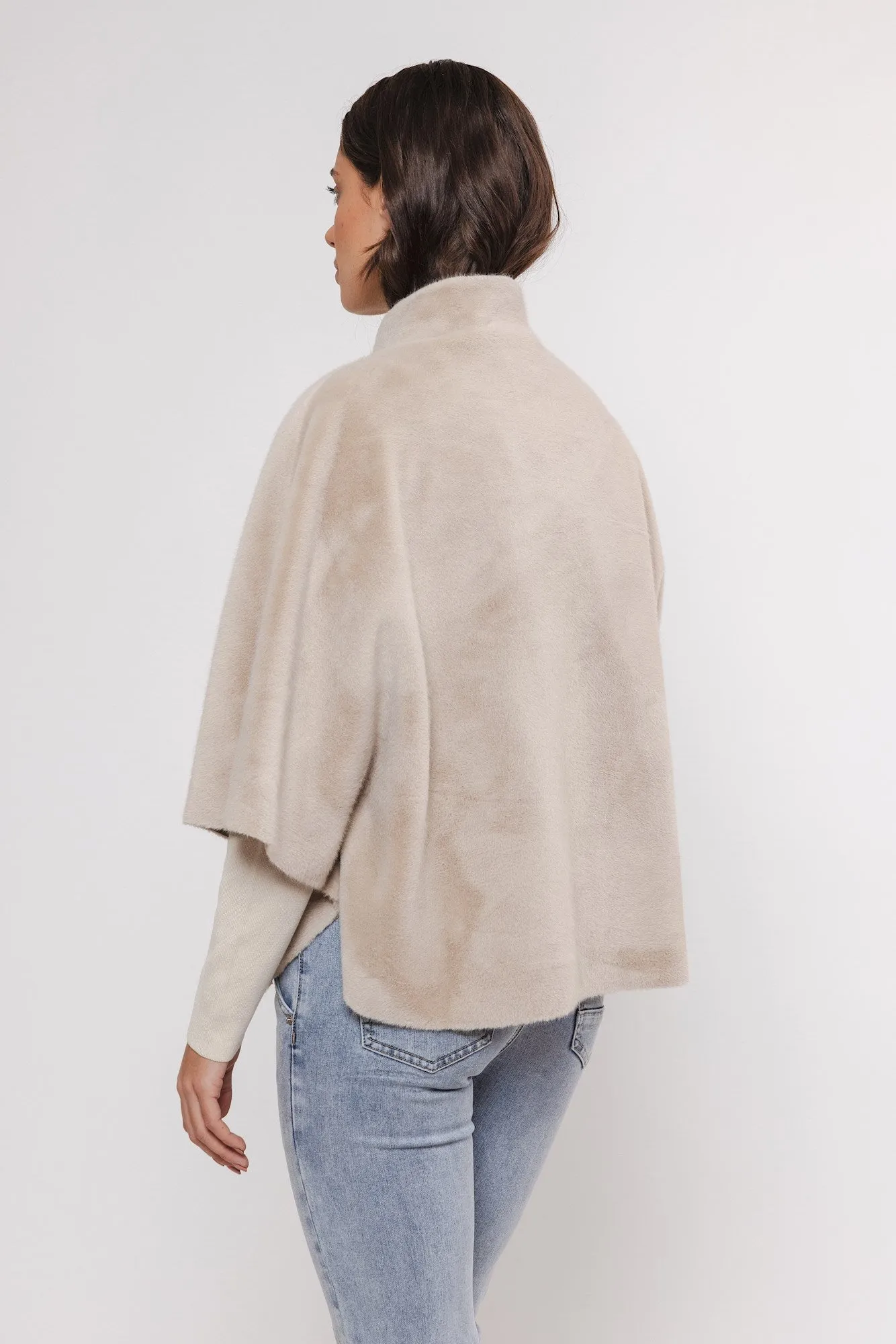 Dewi Faux Fur Cape - Birch