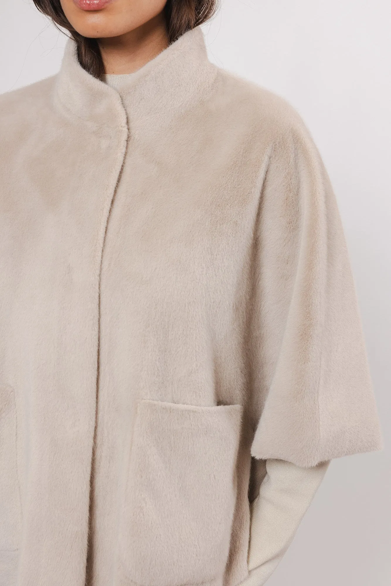 Dewi Faux Fur Cape - Birch