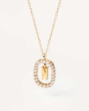 Diamonds and Gold Letter N Necklace