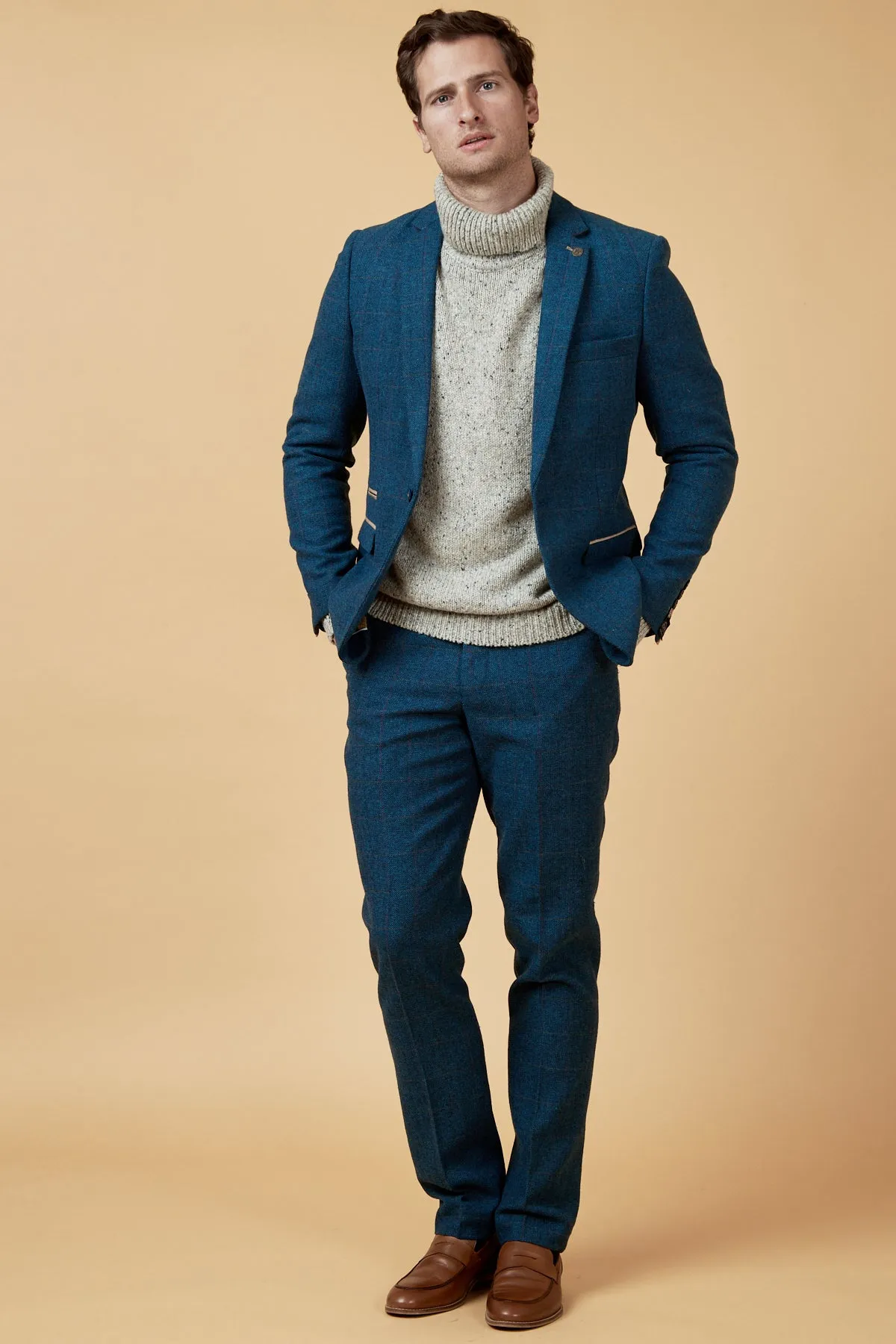 DION - Blue Tweed Check Two Piece Suit
