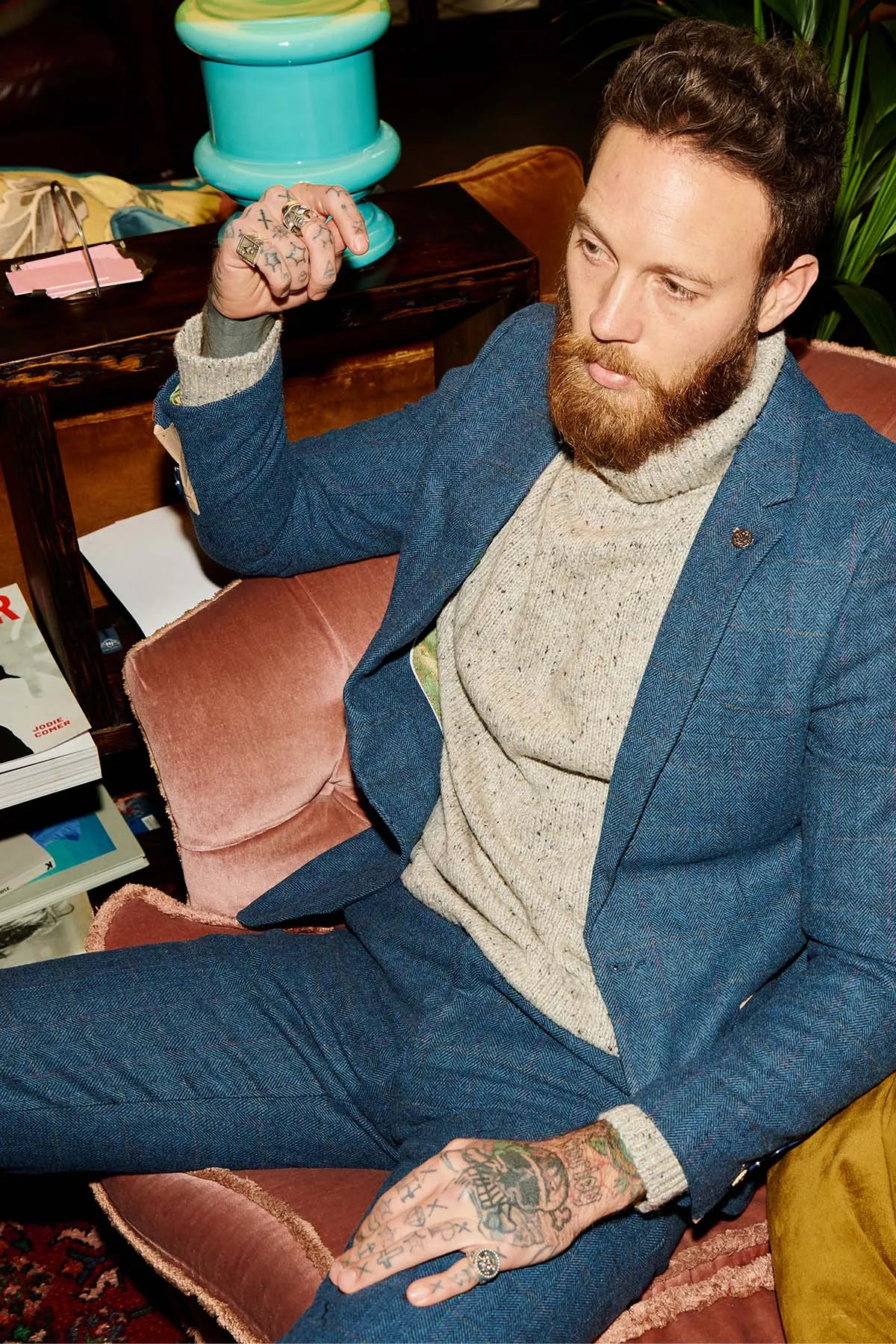 DION - Blue Tweed Check Two Piece Suit