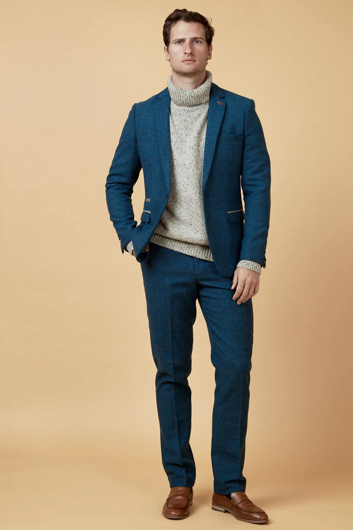 DION - Blue Tweed Check Two Piece Suit