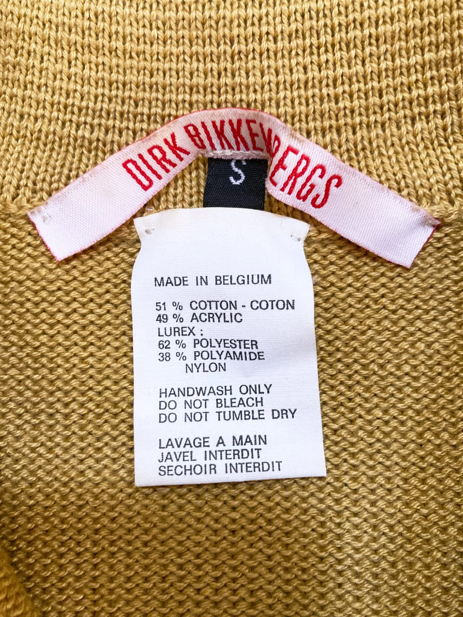 Dirk Bikkembergs 1990s gold knitted polo shirt with lurex threads - S