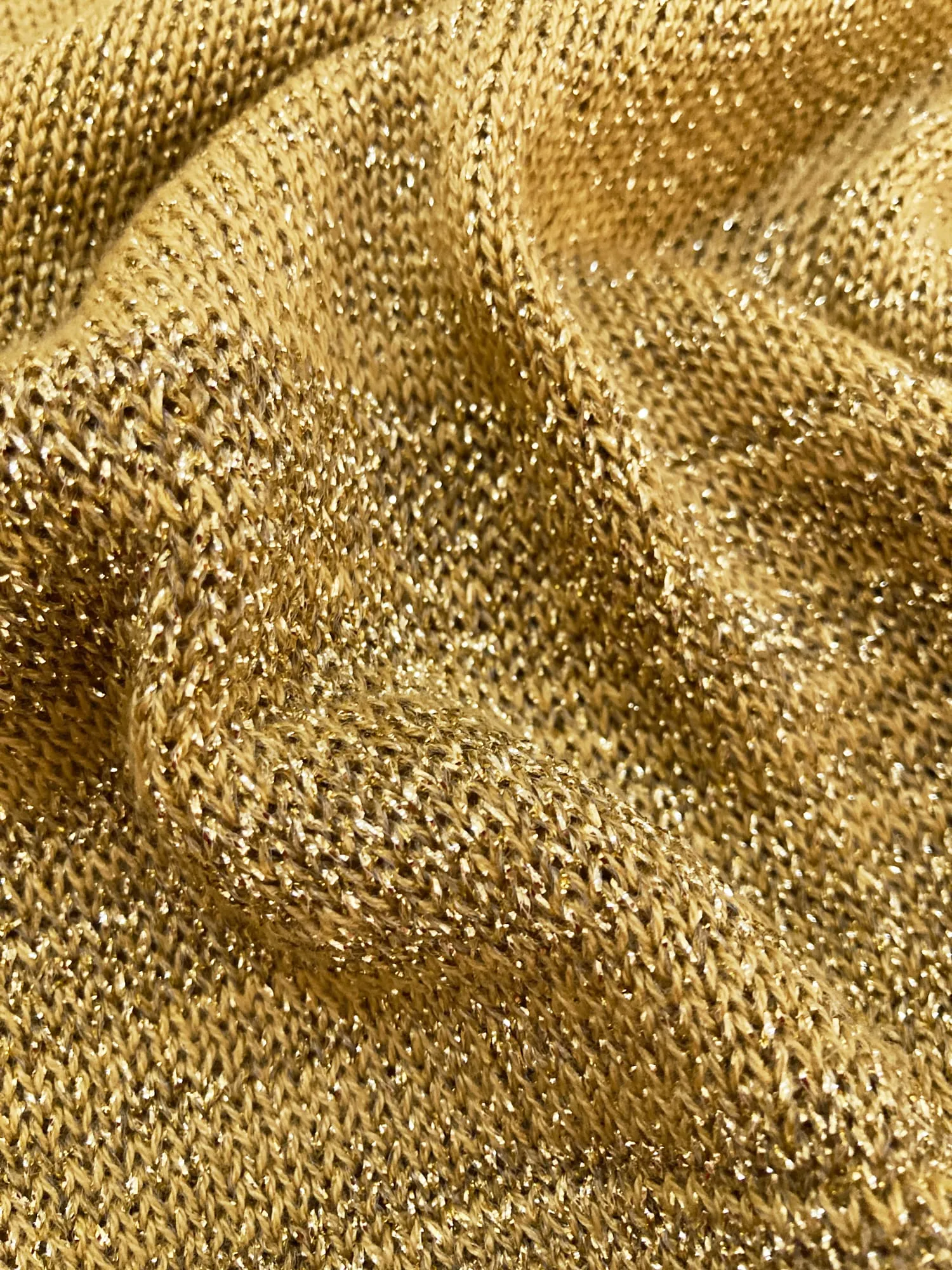 Dirk Bikkembergs 1990s gold knitted polo shirt with lurex threads - S