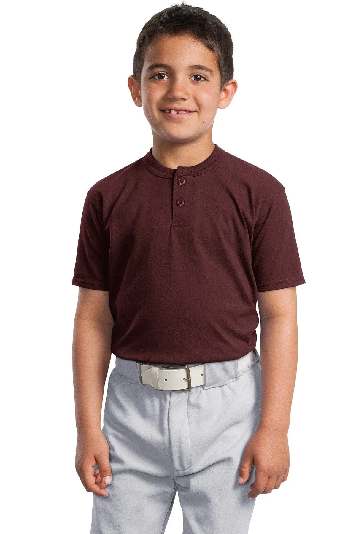 DISCONTINUED  Sport-Tek ®  Youth Short Sleeve Henley. YT210