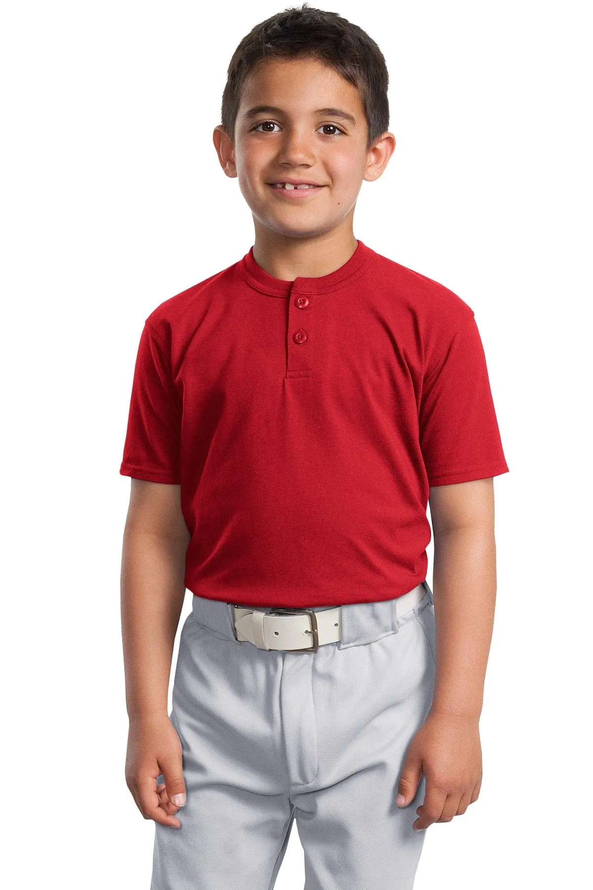 DISCONTINUED  Sport-Tek ®  Youth Short Sleeve Henley. YT210