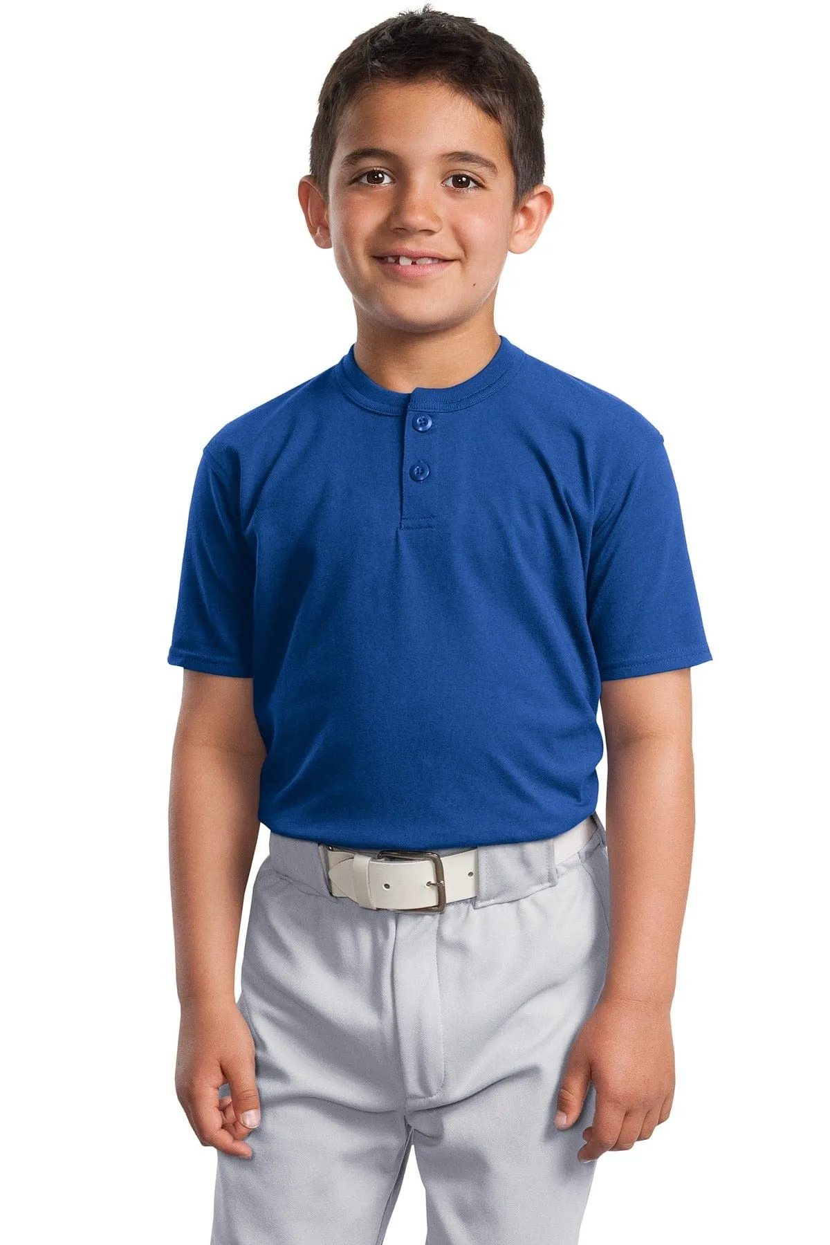 DISCONTINUED  Sport-Tek ®  Youth Short Sleeve Henley. YT210