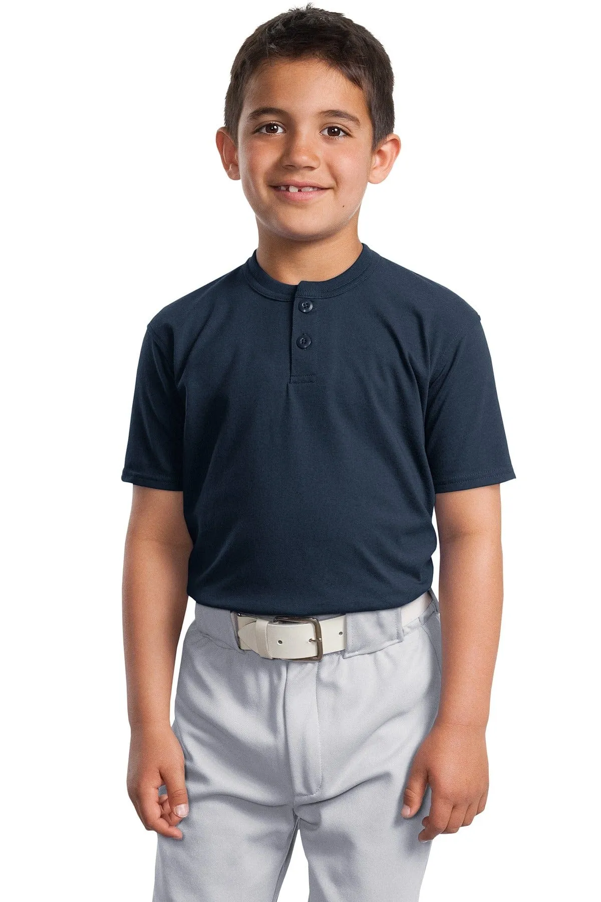 DISCONTINUED  Sport-Tek ®  Youth Short Sleeve Henley. YT210