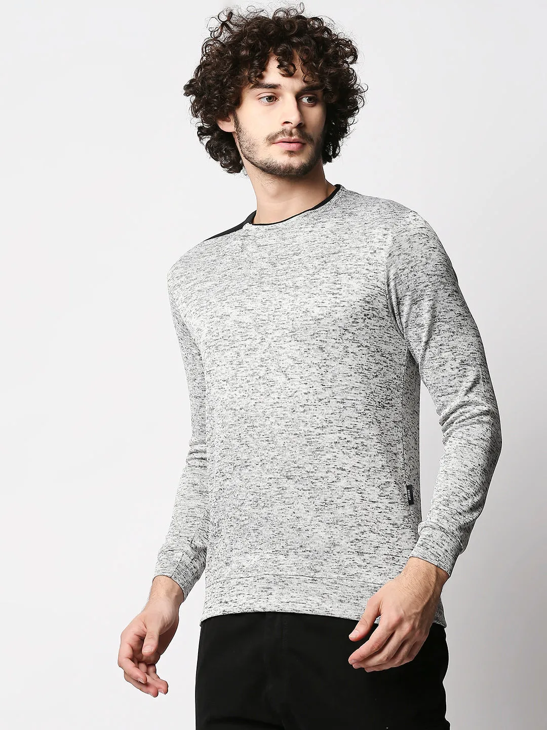Disrupt Men Grey Textured Streetstyle Pullover