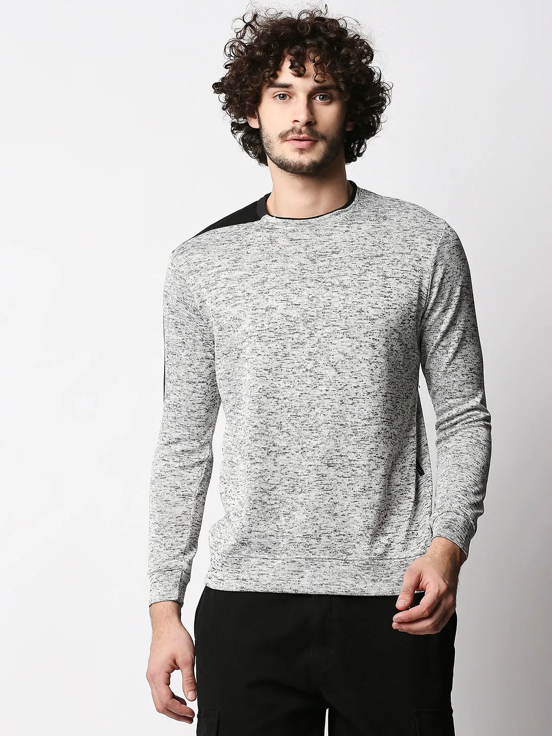 Disrupt Men Grey Textured Streetstyle Pullover