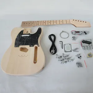 DIY Tele Style Electric Guitar Kit - Black Pick Guard