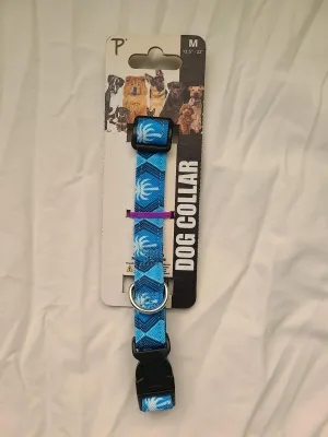 Dog Collar and Leash in Blue Palm