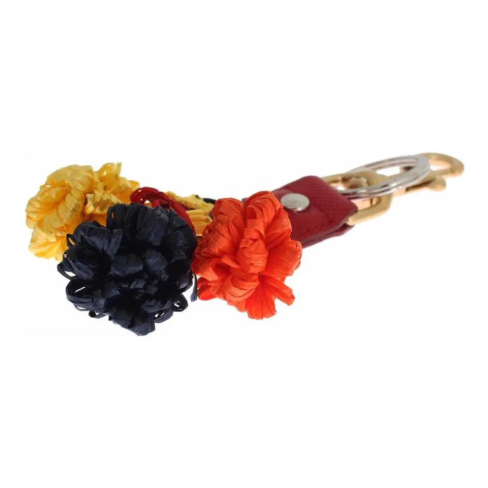 Dolce & Gabbana Chic Multicolor Raffia Leather Keychain