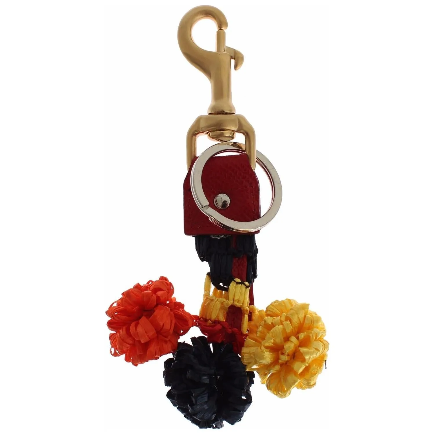 Dolce & Gabbana Chic Multicolor Raffia Leather Keychain