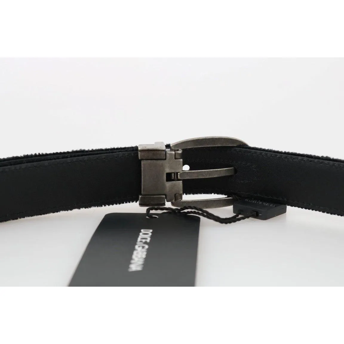 Dolce & Gabbana Elegant Black Cotton-Leather Men's Belt
