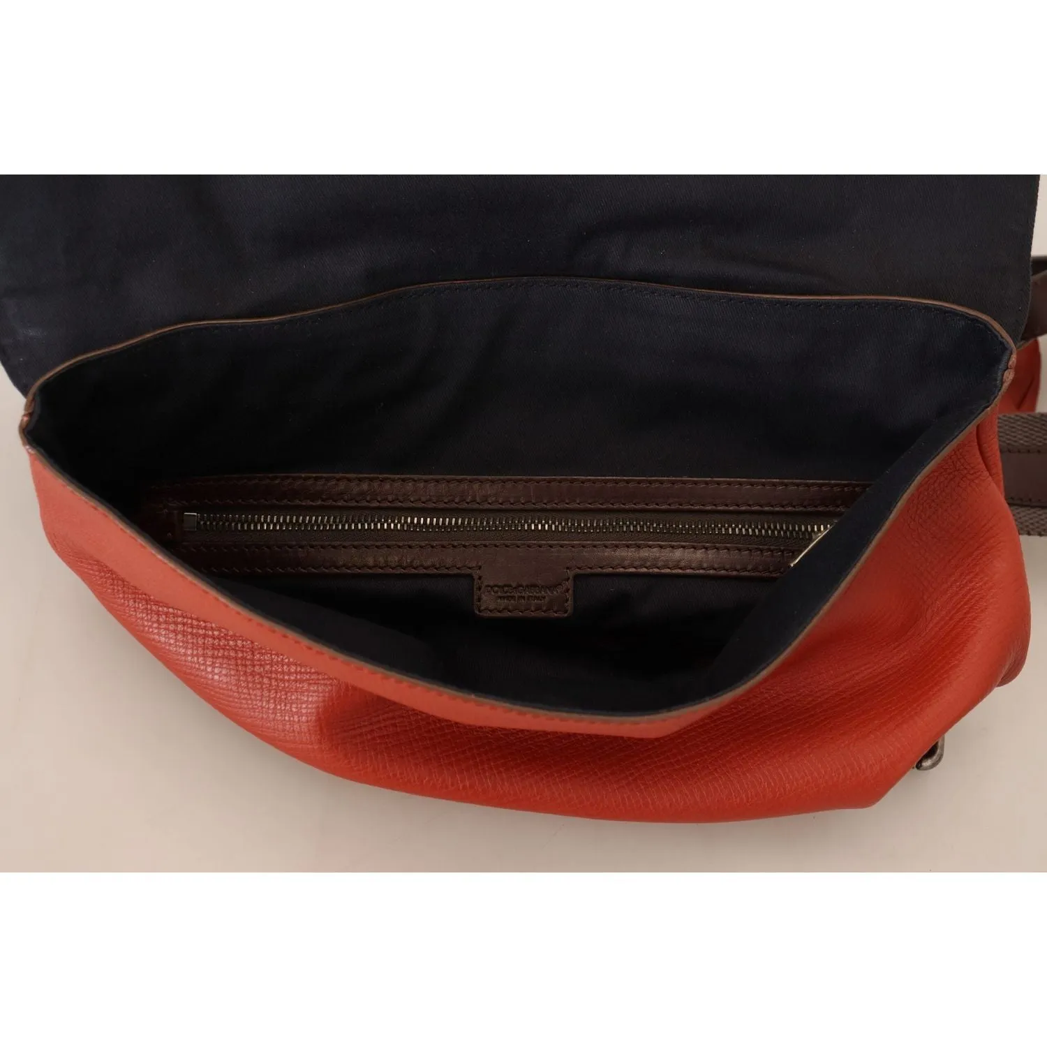 Dolce & Gabbana Elegant Calfskin Leather Backpack in Orange