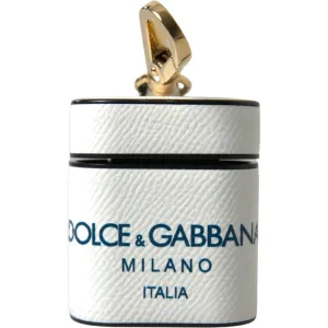 Dolce & Gabbana Elegant Leather Airpods Case in White & Blue
