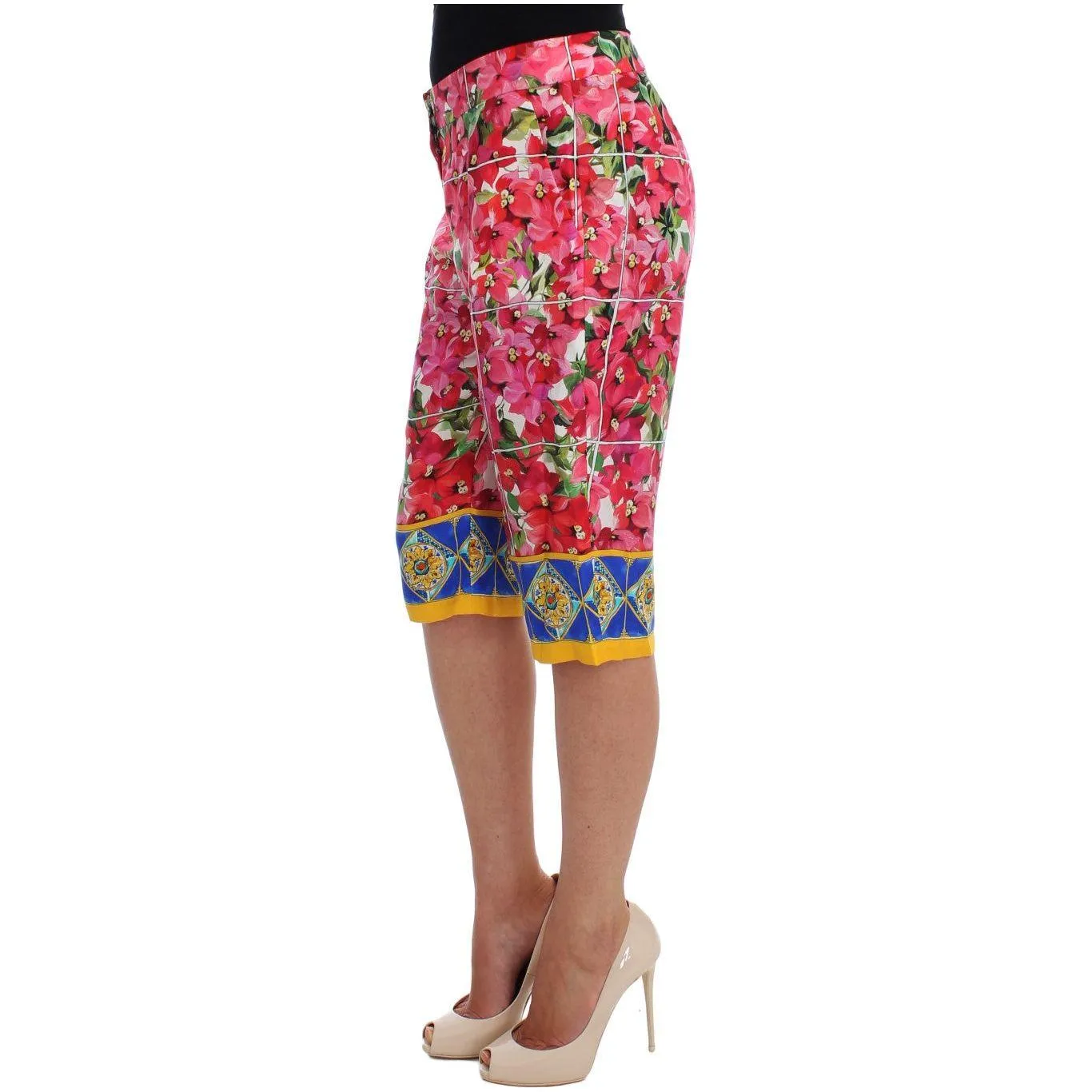 Dolce & Gabbana Multicolor Floral Silk Capri Pants