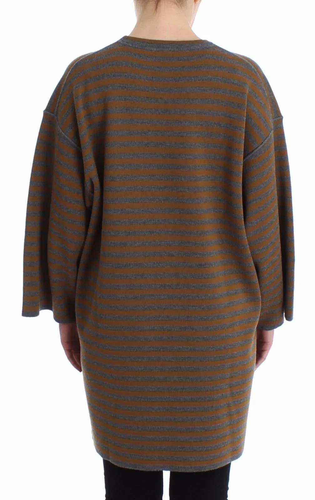 Dolce & Gabbana Oversized Gray Yellow Striped Sweater Top