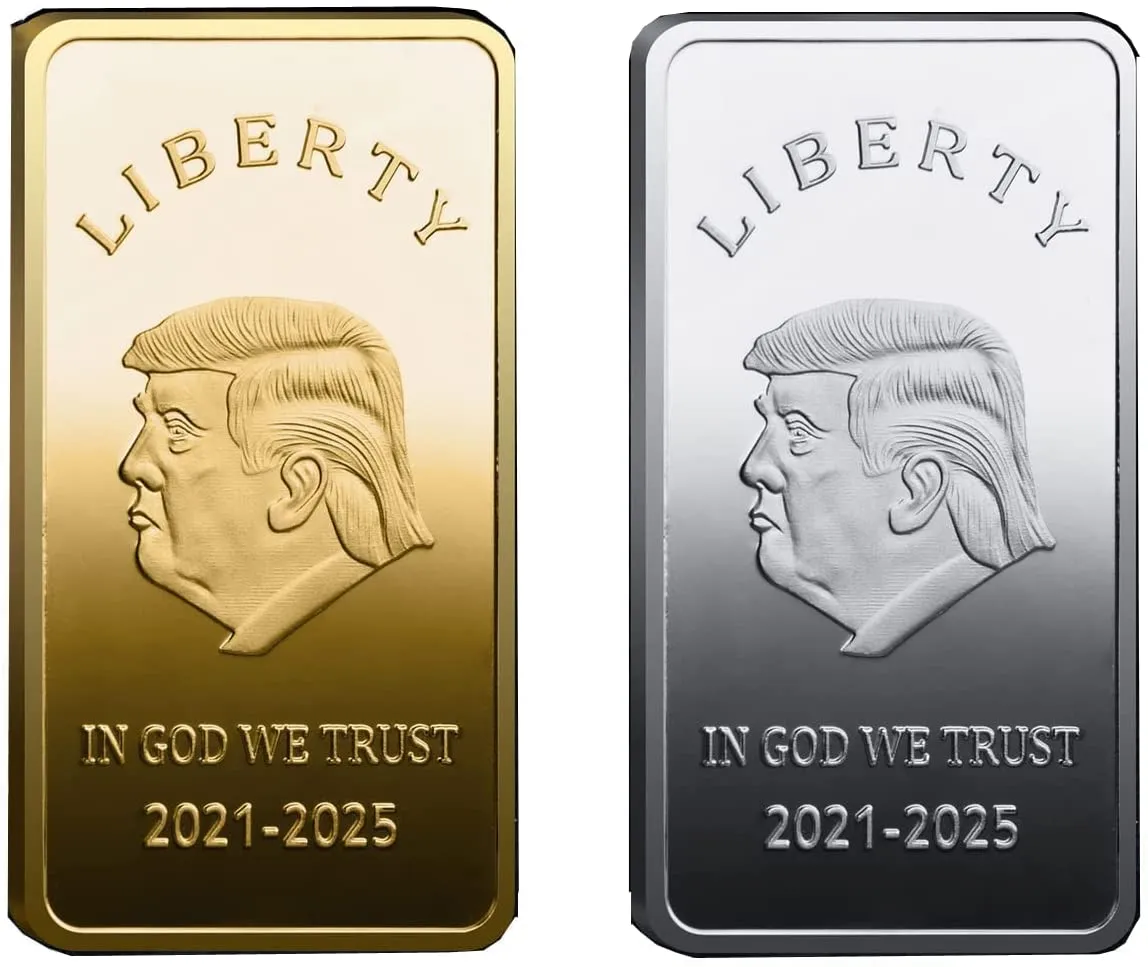 Donald Trump Gold or Silver Plated Silver Collectible Bouillon Bars