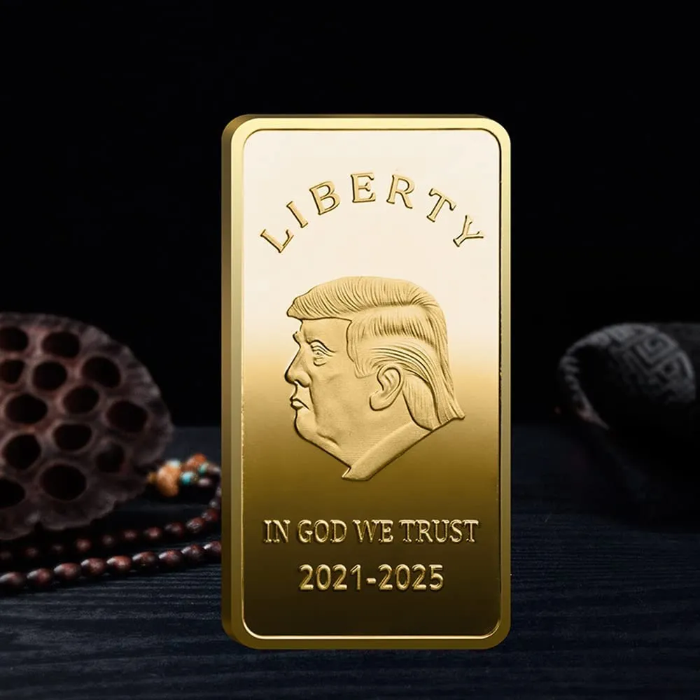 Donald Trump Gold or Silver Plated Silver Collectible Bouillon Bars