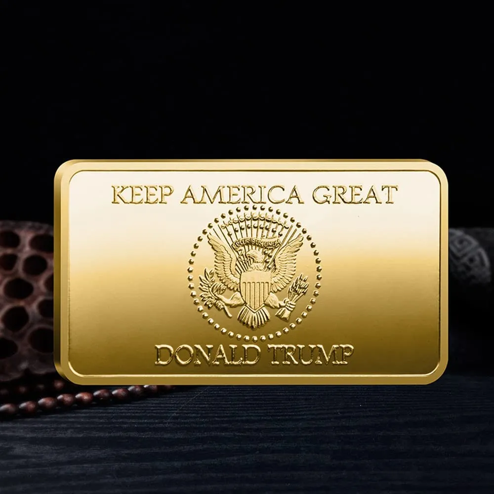 Donald Trump Gold or Silver Plated Silver Collectible Bouillon Bars