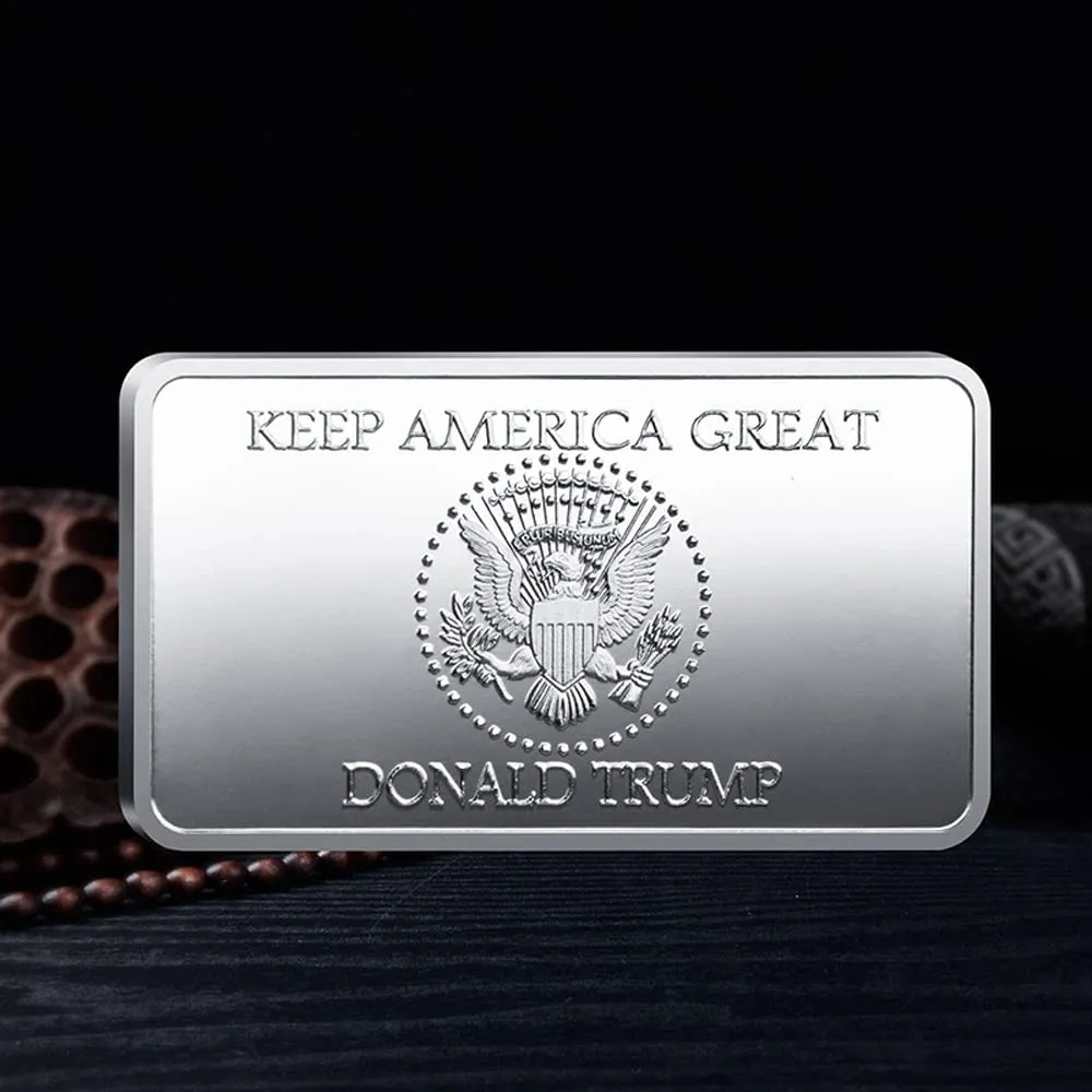 Donald Trump Gold or Silver Plated Silver Collectible Bouillon Bars