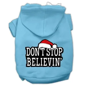 Don't Stop Believin' Screenprint Pet Hoodies Baby Blue Size M (12)