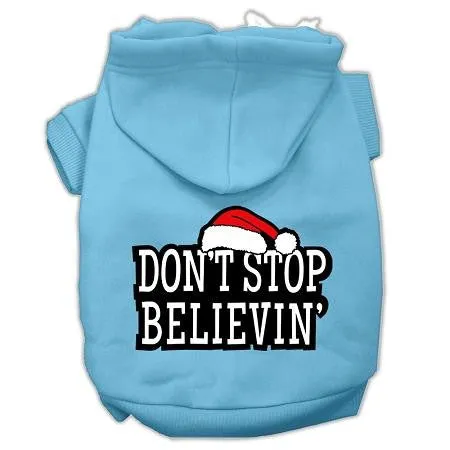 Don't Stop Believin' Screenprint Pet Hoodies Baby Blue Size Xs (8)