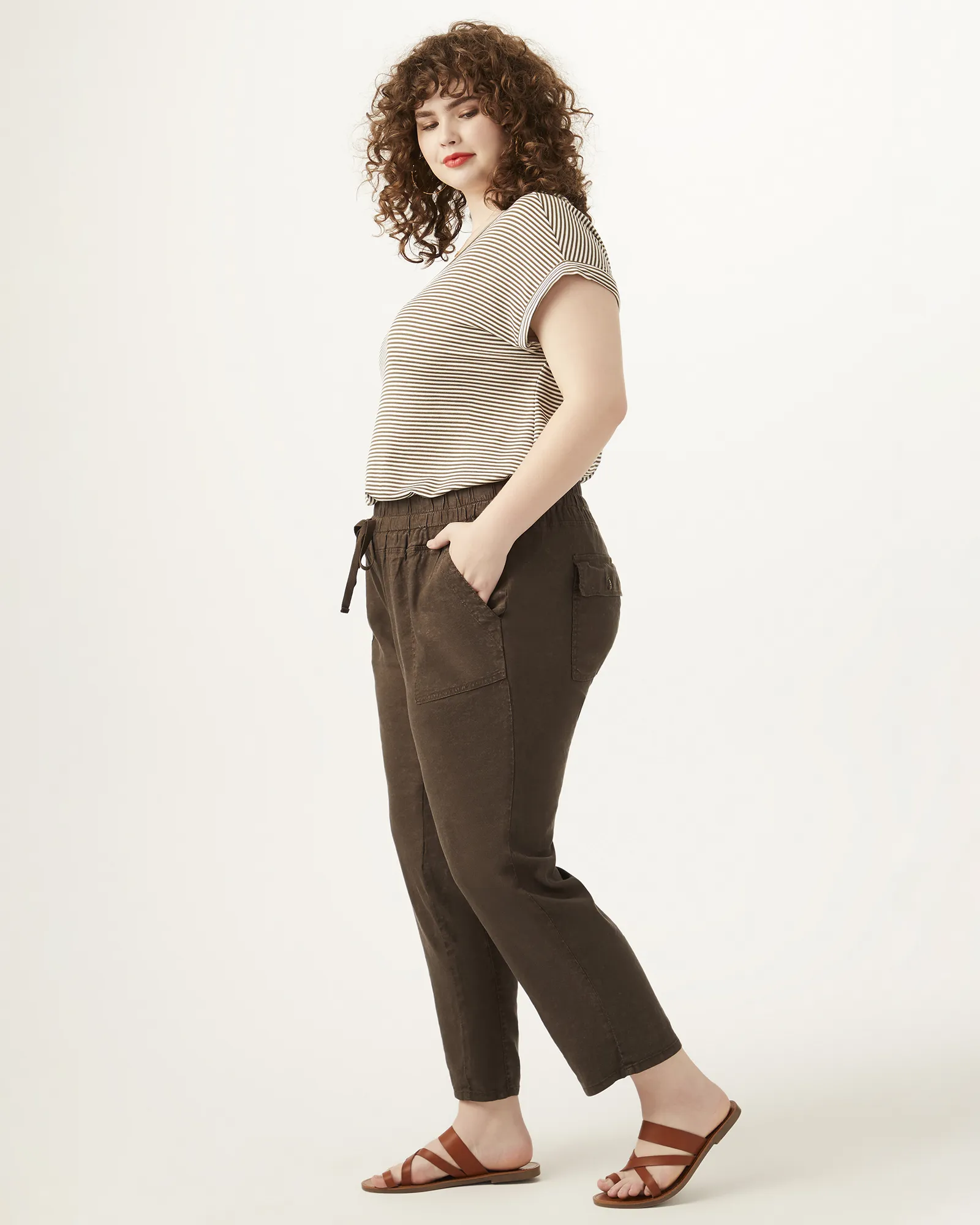 Dorothy Cropped Paperbag Pants | Olive Green