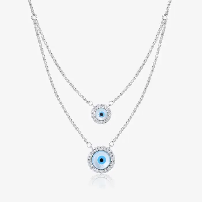 Double Layer Evil Eye Necklace Set
