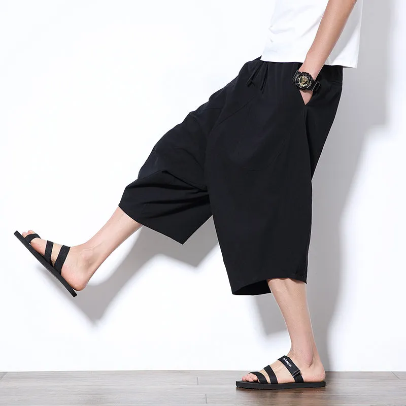 Drawstring Wide Leg Men Airy Harem Pants