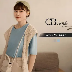 DROP SHOULDER ROUND NECK SHORT SLEEVE TOPS