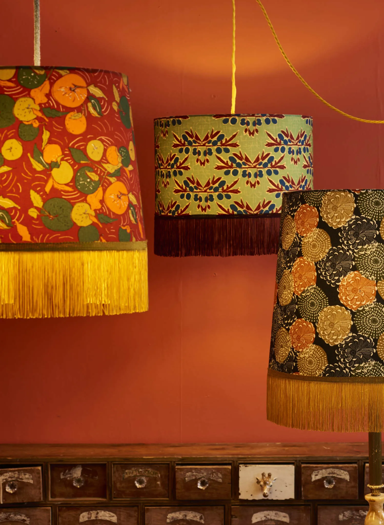 Drum Fringe Lampshade - Navy Endangered Animals