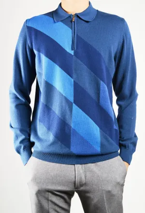 DT 1/4 Zip Diagonal Check Polo Ls