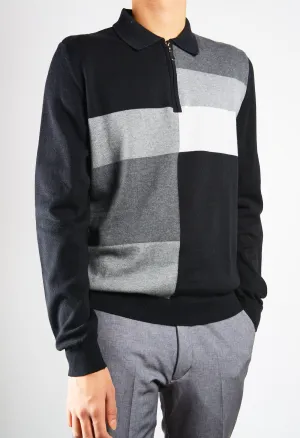 DT 1/4 Zip Multi Colorblock Polo Ls