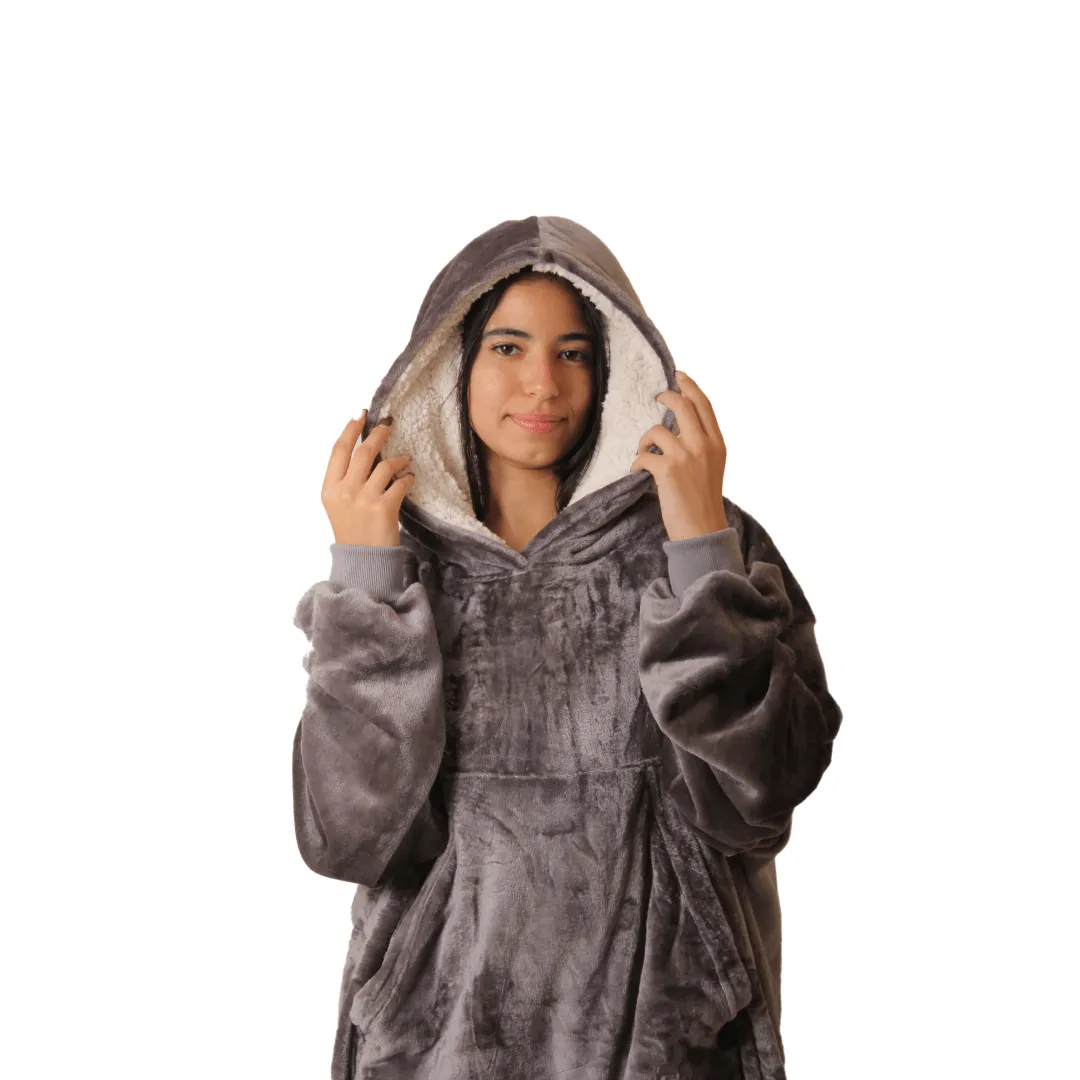 DUCHY Uni-Sex Comfy Hoodie Blanket - Grey