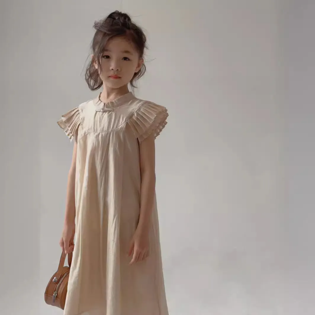 DUNNMALL  Girls National Style New Chinese Retro Improved Cheongsam Dress
