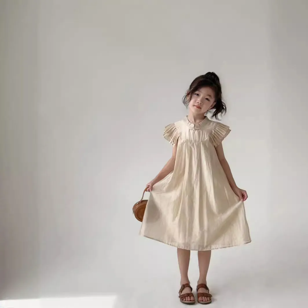 DUNNMALL  Girls National Style New Chinese Retro Improved Cheongsam Dress