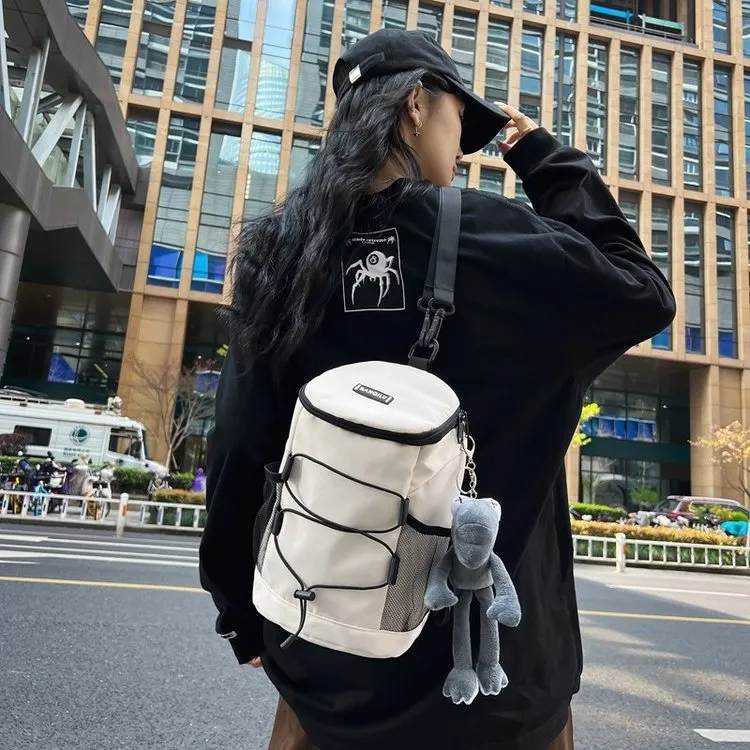 DUNNMALL New Japanese Ins Backpack Shoulder Crossbody round Bag Men's Messenger Bag Simple Large Capacity Foreign Trade Fashion