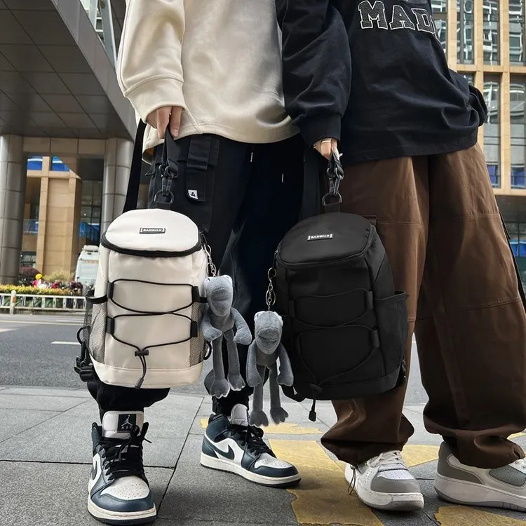 DUNNMALL New Japanese Ins Backpack Shoulder Crossbody round Bag Men's Messenger Bag Simple Large Capacity Foreign Trade Fashion