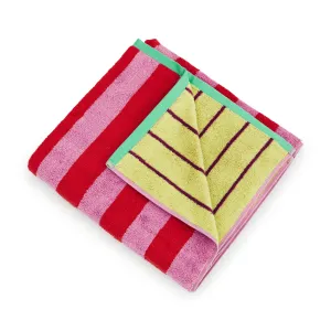 Dusen Dusen Bathroom Towel - Pink/ Red & Lime/ Purple