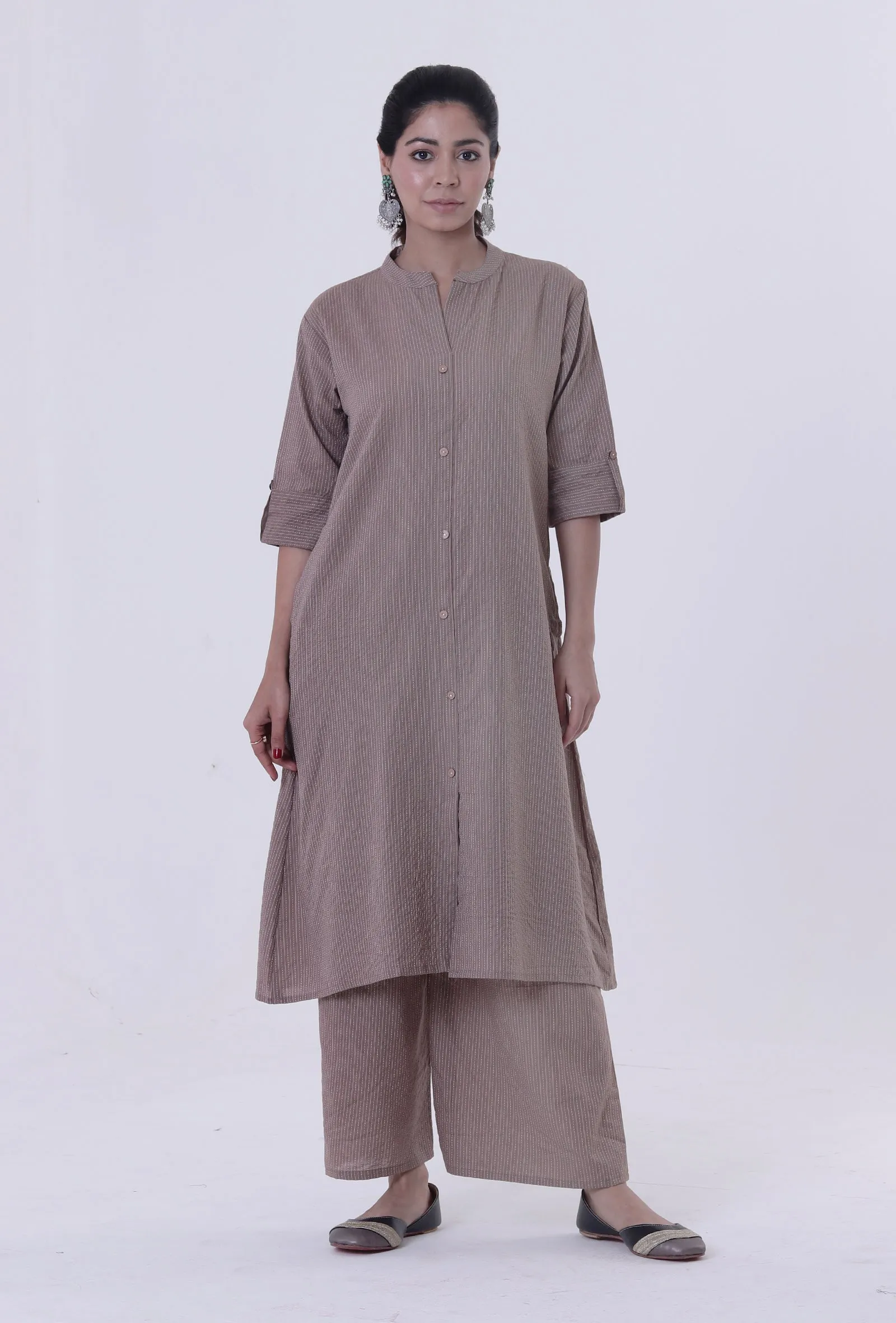 Dusty Grey Cotton Kurti