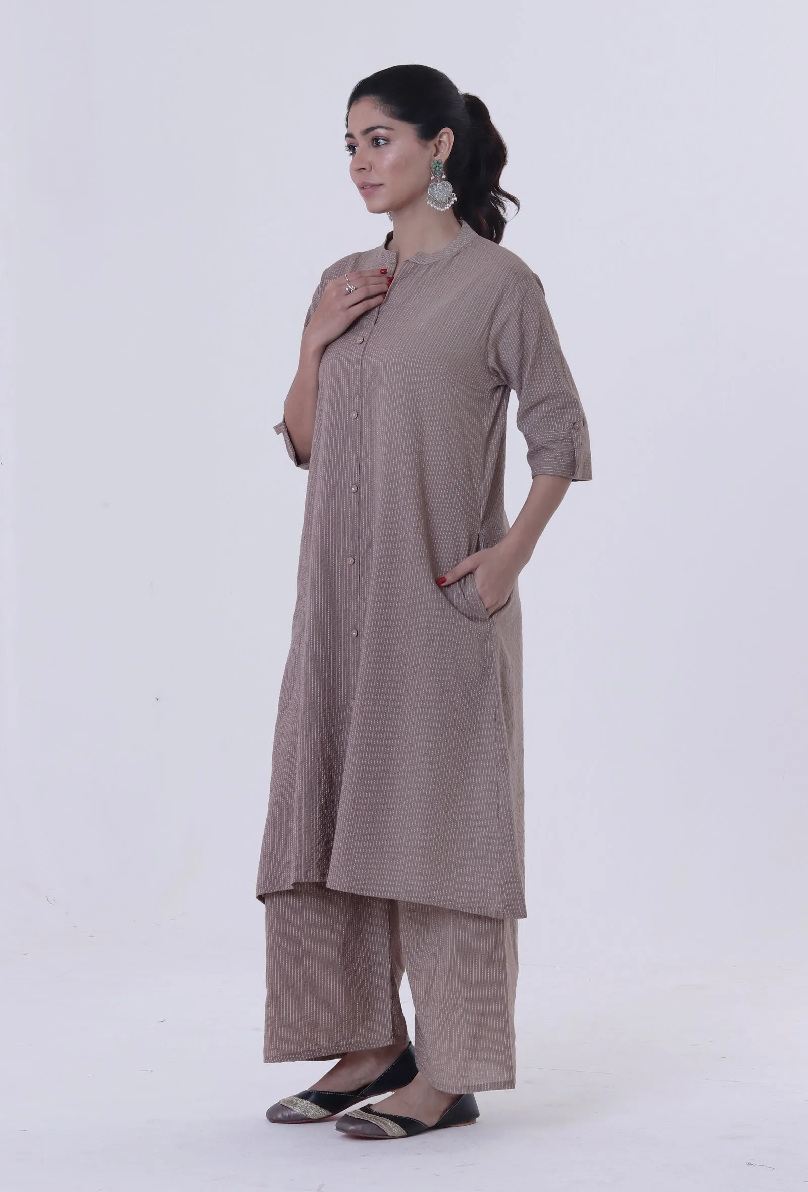 Dusty Grey Cotton Kurti