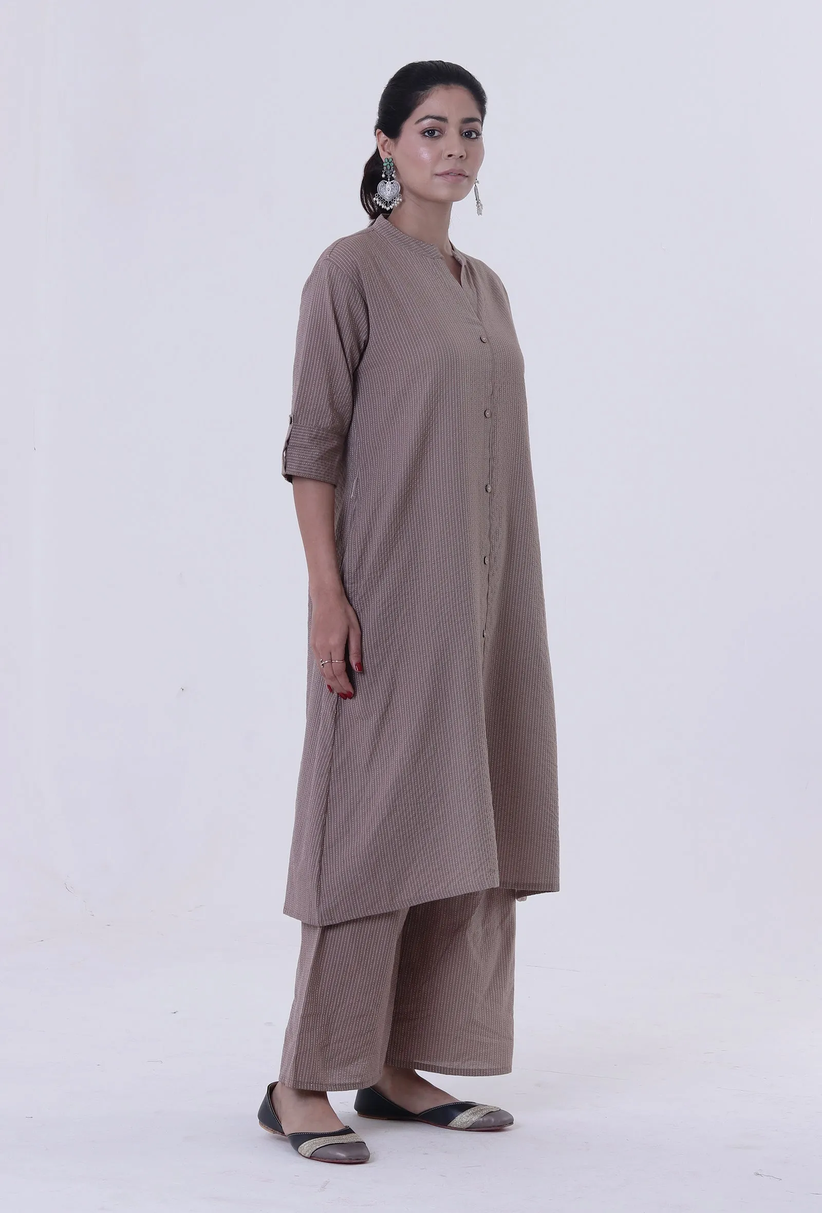 Dusty Grey Cotton Kurti